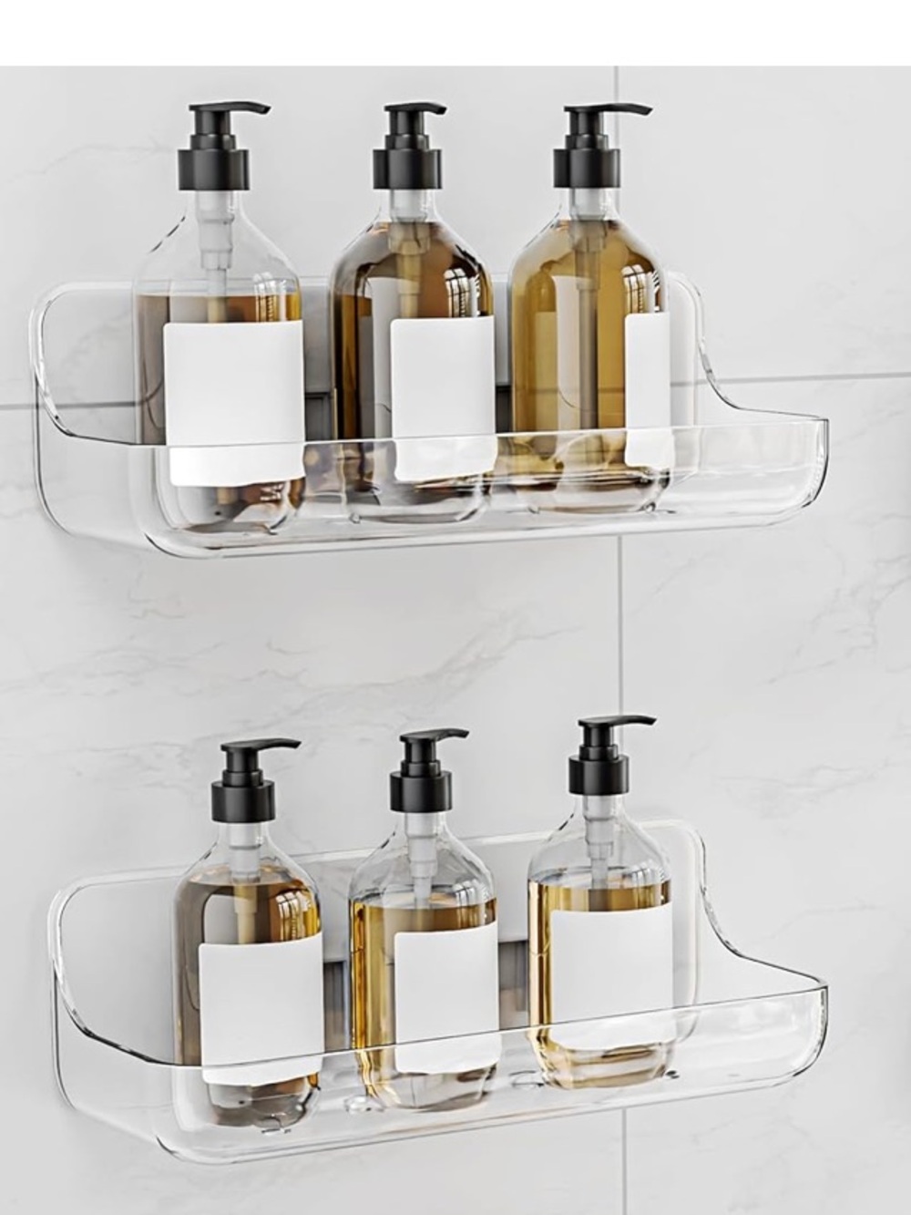 Clear Acrylic Wall Shelf for Bathroom - Set of 4